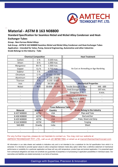 ASTM B 163 N08800
